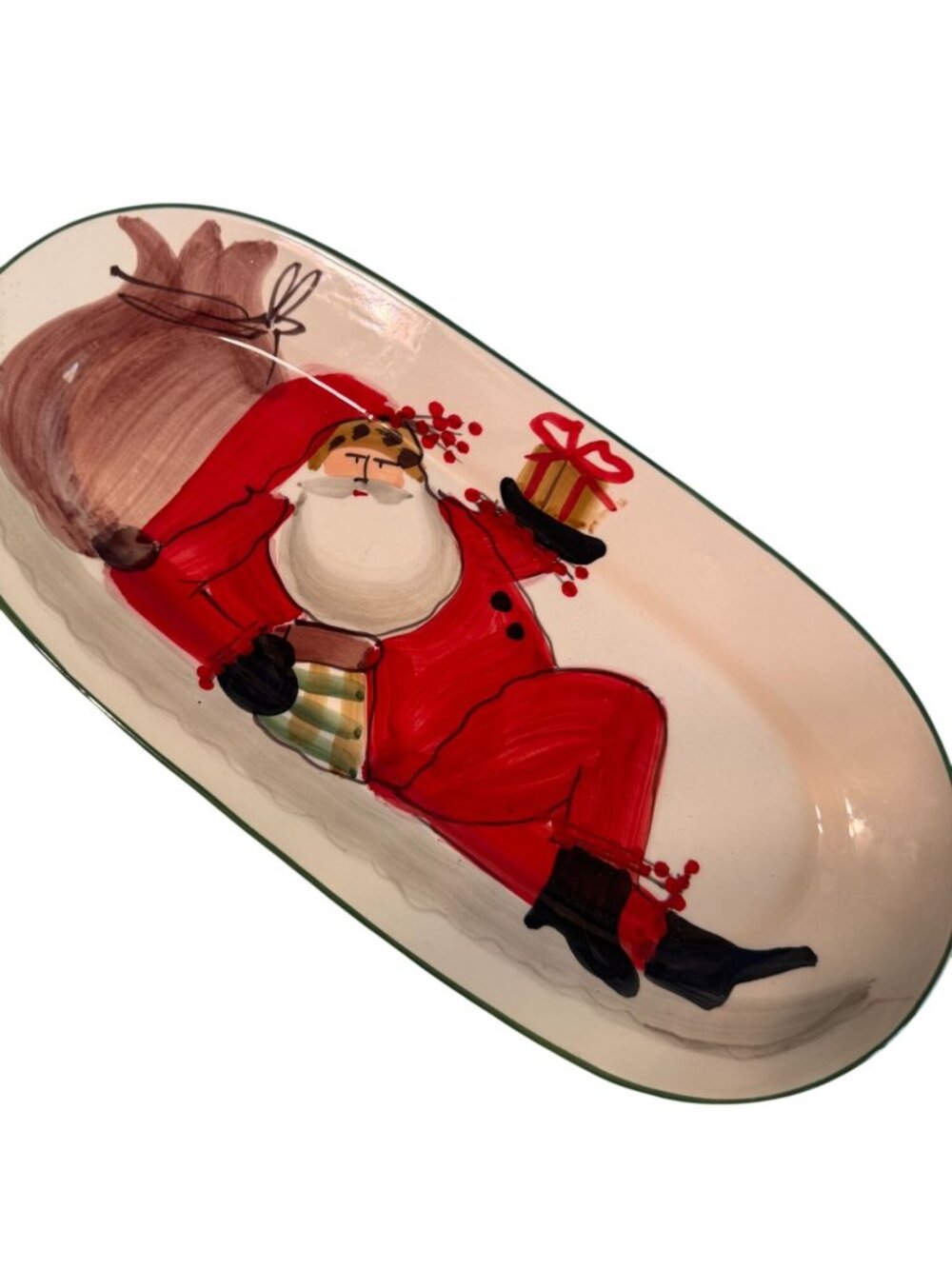 VIETRI Old St. Nick Small Oval Platter Santa 16 3/4" Italy Hand Painted - Picture 4 of 7